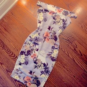 BooHoo Off Shoulder Midi Cocktail Dress